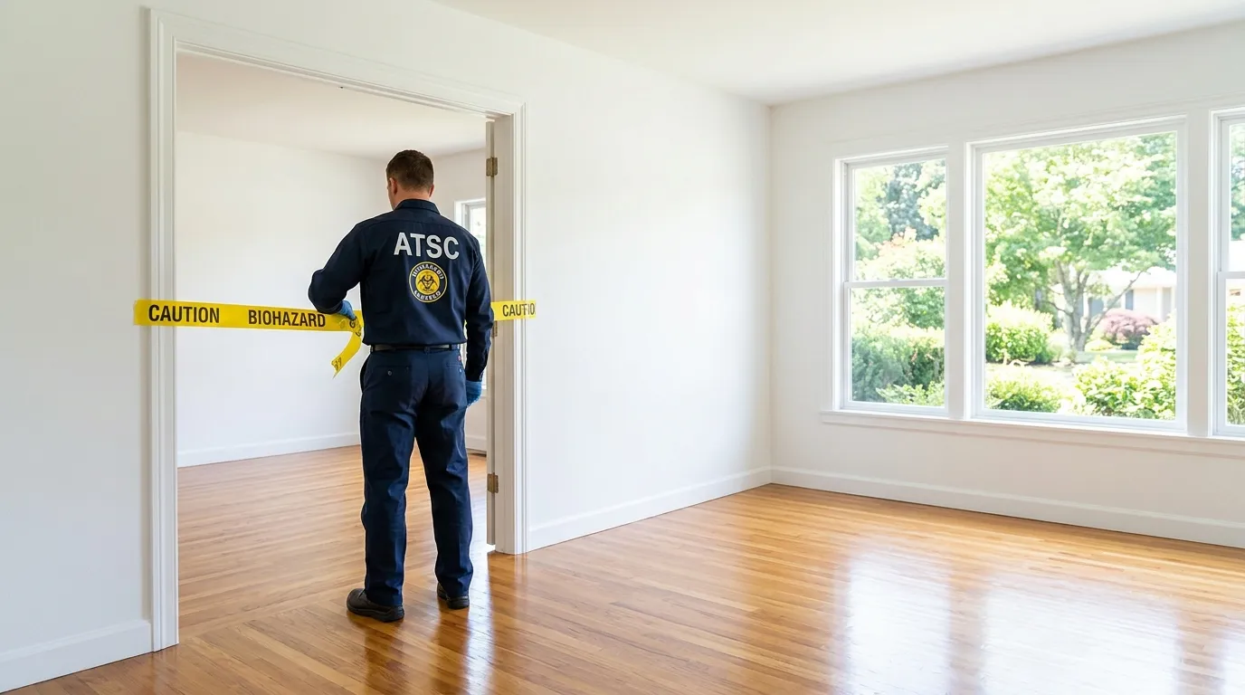 Certified biohazard cleanup crew performing Decomposition Cleanup in Fowler